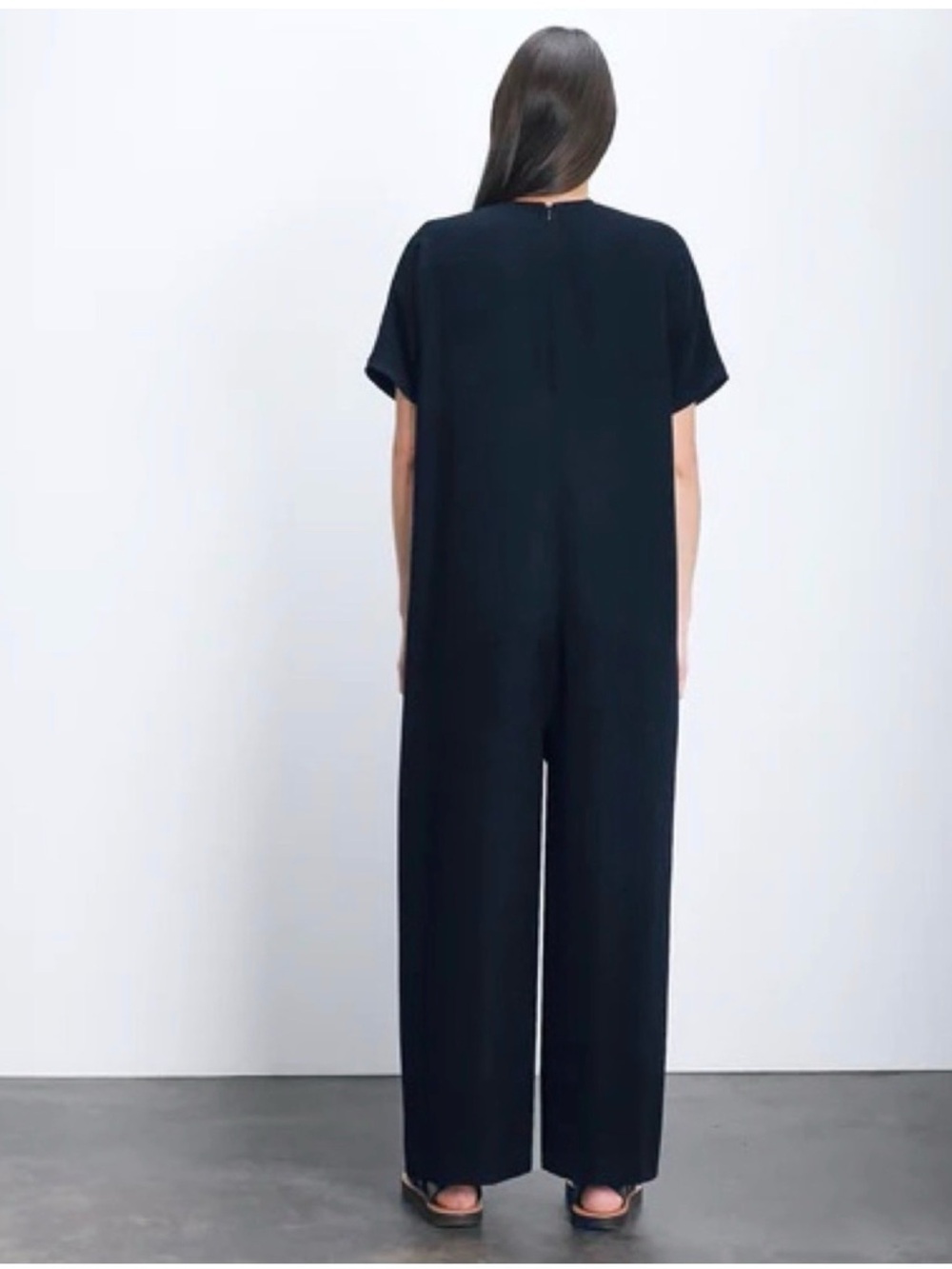Roucha Navy Wide Leg Crepe Jumpsuit 3 L XL - Picture 4 of 16